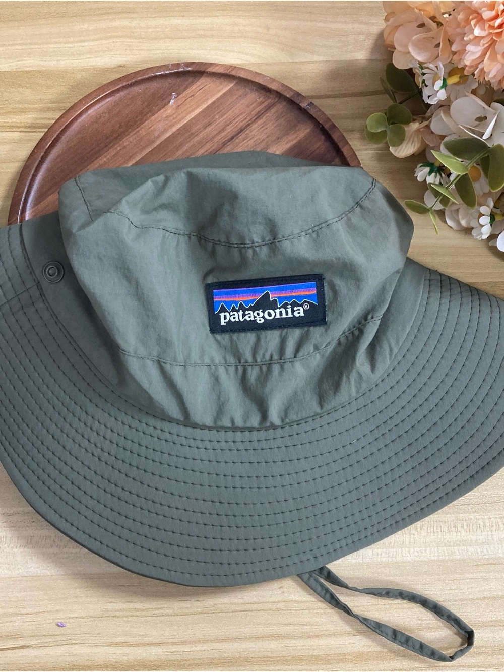 Patagonia Olive Bucket Hat with Logo Patch